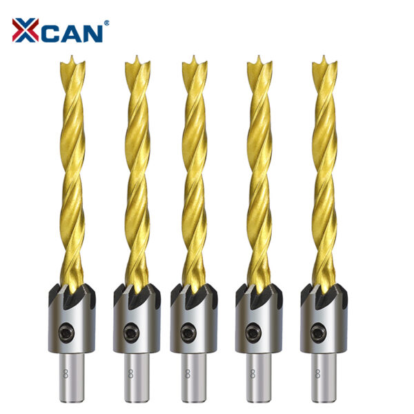 Набор сверл с зенкером XCAN титановое покрытие, 3-10 мм, 7 шт.