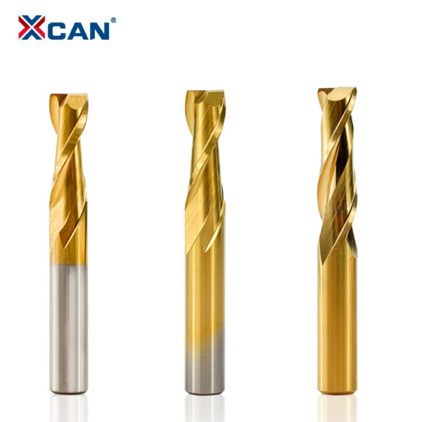 Фреза концевая спиральная двухзаходная XCAN с плоским торцом, с покрытием TiN, хвостовик 4/6/8/10/12 мм